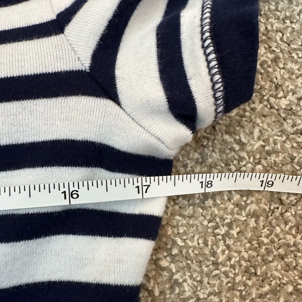 Ralph Lauren Shirt Blue White Stripe Button Shoulder Women’s Large Nautical - Picture 11 of 11